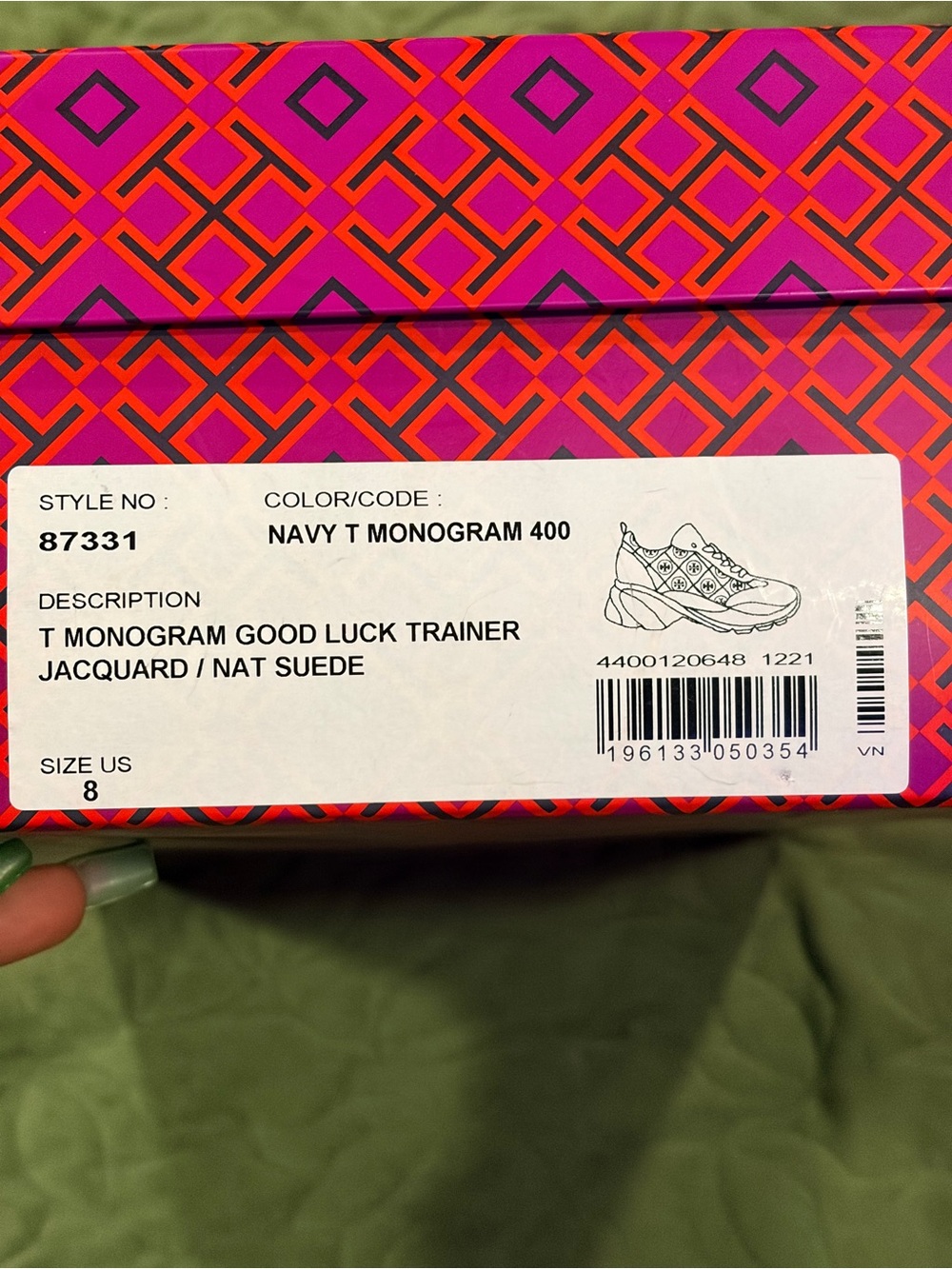 Tory Burch Navy T Monogram Good Luck Trainer Sneakers